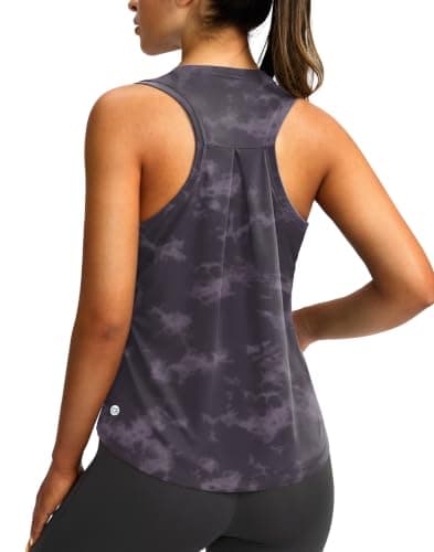 G Gradual Women's Workout Tops Racerback Athletic Tank Tops Sleeveless Loose Fit Yoga Running Gym Shirts for Women (Midnight Purple Tie Dye,XS) - Image 1