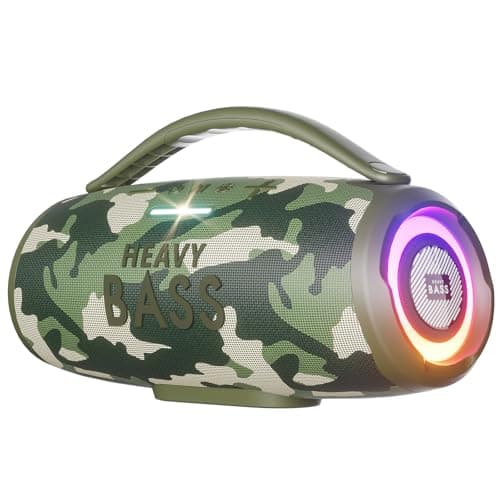 HEAVY BASS Speakers Bluetooth Wireless, 80W Max Loud Portable Speaker with Bass, 20H Playtime, IPX6 Waterproof, Dual Pairing, Gift Ideal for Adults Men Women Teen Boys Girls (Camo, Large) - Image 1