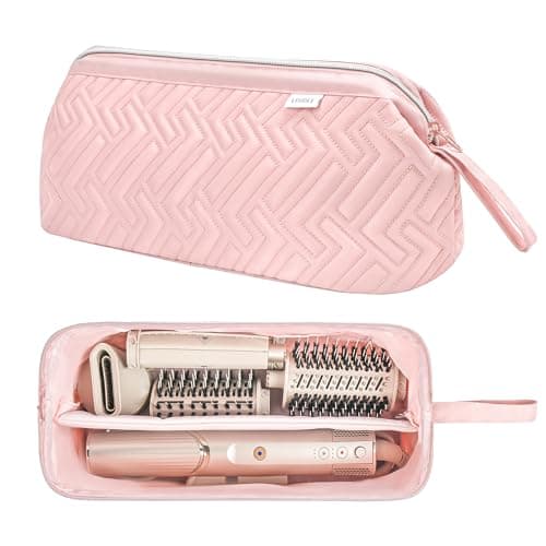 Leudes Hair Tools Travel Bag for Shark Flexstyle Carrying Case Portable Shark Hair Air Wrap Dryer Case Waterproof Dustproof Flat Curling Iron Travel Organizer (Pink) - Image 1