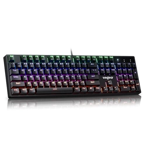 wegear Mechanical Gaming Keyboard with Blue Switch, 104-Key Full Size RGB Backlit Wired Keyboard(11 Modes, Anti-Ghosting, Double-Shot ABS Keycaps, Lighted Computer Key-Board for PC Windows-Black - Image 1