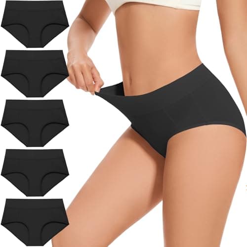 CleainKorte Womens Underwear Cotton Hipster Ladies Panties for Women Mid Rise Coverage Briefs Strech Breathable - 5 Pack - Image 1