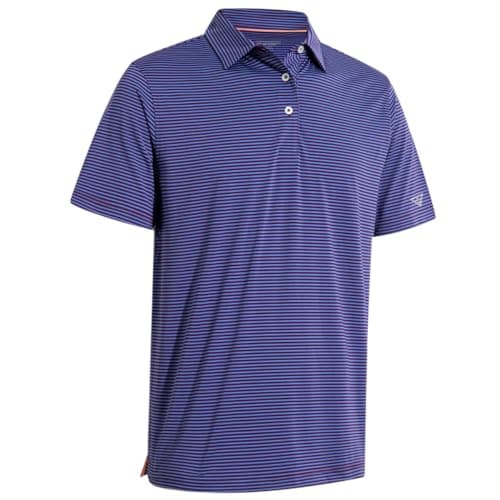 Mens Golf Shirts Moisture Wicking Dry Fit Short Sleeve Performance Sport Stripe Golf Polo Shirts for Men - Image 1