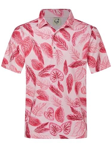 Hardaddy Mens Golf Polo Shirts Dry Fit Short Sleeve Print Patterns Moisture Wicking Collared Funny Golf Shirts for Men Pink XXL - Image 1
