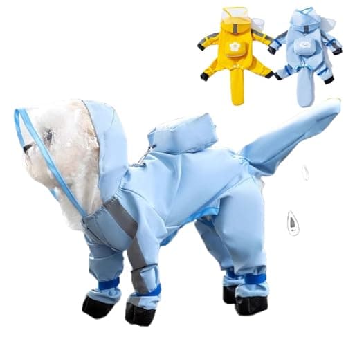 PupMist Small Dog Raincoat with Legs, Ideal for Teddy Bears, Waterproof Full Coverage with Mini Backpack, Reflective Hoodie and Detachable Tail (Blue, XX-Large(Suggest Weight 16.6-22lb)) - Image 1
