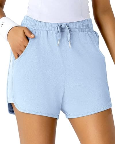 Leapstride Sweat Shorts for Women - Athletic Workout Runing Dolphin Shorts with Pockets for Gym Lounge Summer - Image 1