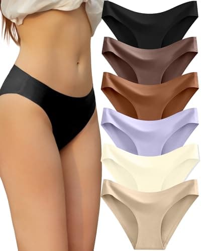 FINETOO 6 Pack Women’s Seamless Hipster Underwear No Show Panties Invisibles Briefs Soft Stretch Bikini Underwears XS-XXL(XS) - Image 1