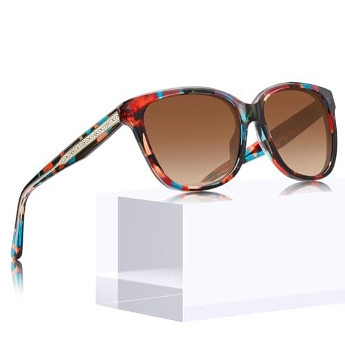 CARFIA Square Polarized Sunglasses for Women UV Protection, Italian Design Retro Embossed Pattern Wire Core Driving Shades - Image 1