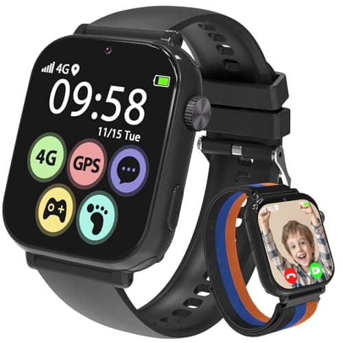 AXYWINBO Smart Watch for kids-4g GPS Kids smart Watches with Call and Text Game Camera Pedometer Alarm Clock-Kid Watches for Boys Girls 4-12 Age Gifts Black - Image 1