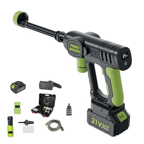 Cordless Pressure Washer,1080 PSI Cordless Power Washer with 4.0Ah Battery&Charger & 6-in-1 Nozzle,Portable Power Washer Cordless for Home and Courtyards (Green) - Image 1