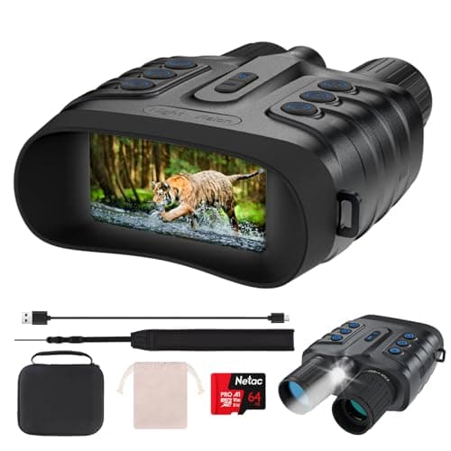 Night Vision Goggles,4K Full-Color Night Vision Binoculars for Adults with 3" HD Screen, 10000mAh Battery & 1968FT Night Vision Range,64GB Card,850nm Infrared,8X Zoom, Ideal for Camping & Hiking - Image 1