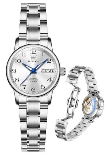 OLEVS Watch Women Self Winding Watches for Women Silver Automatic Mechanical Womens Watch Luxury No Battery Waterproof Fashion Dress Stainless Steel Ladies Watches for Small Wrists Reloj de Mujer - Image 1