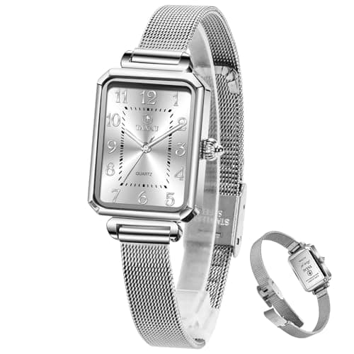 Taxau Ladies Watches for Small Wrists Women’s Watches with Mesh Band Womens Waterproof Watch Analog Quartz Luxury Small Wrist Watch for Women Silver Mesh Watch White Face Elegant reloj para Mujer - Image 1