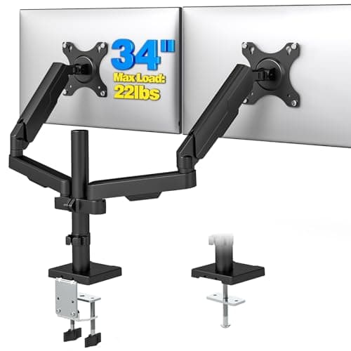 Premium Dual Monitor Desk Mount Stand for 17"-34" Screens, Taller Monitor Stand Hold up to 22lbs, Full Motion Height & Angle Adjustable with Tilt, Swivel, Rotation, VESA 75/100mm - Image 1