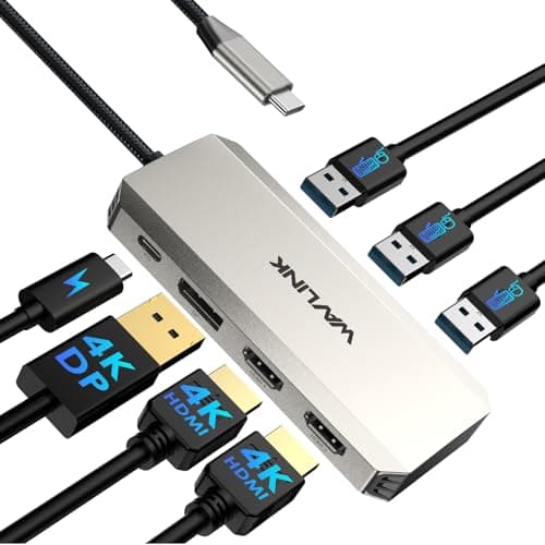 Laptop Docking Station, WAVLINK Triple 4K Docking Station with Dual HDMI, DP, 100W PD in, 3 USB-A2.0 for Wireless Device, Compatible with Dell/HP/Lenovo etc, Windows Systerm Computer Only - Image 1
