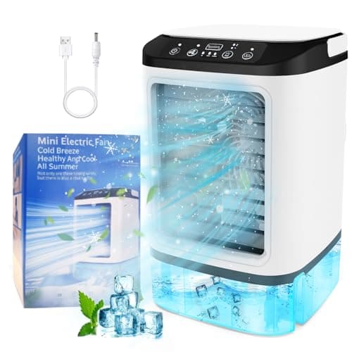 SMLEGFT Portable Air Conditioners, Personal Air Conditioner with 2 Mist & 7 Color Light, 3 Speed & Boost Mode, 900ml Large Tank & Icebox, Evaporative Air Cooler AC Cold Fan for Bedroom Office Desk Car - Image 1
