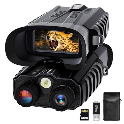 Night Vision Goggles,Pozifu 4K Night Vision Binoculars with 3.2" HD Screen,8X Digital Zoom,64GB TF Card,5200mAh Battery for Hunting,Camping & Security (Black) - Image 1