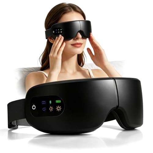 ZZR SEVEN Eye Massager with Heat, Father's Day Birthday Gifts, Massager Relieves, Bluetooth Music, Heated Sleep Mask for Strain Relief, Stye Eye, Improve Sleep (Black) - Image 1