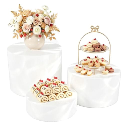 3Pcs Buffet Risers, Food Risers for Buffet Table, Display Stand Shelf for Party Catering Dessert Jewelry Collectibles , Different Size White Acrylic Cube Boxes Nesting Risers Food Display with Hollow Bottoms - Image 1