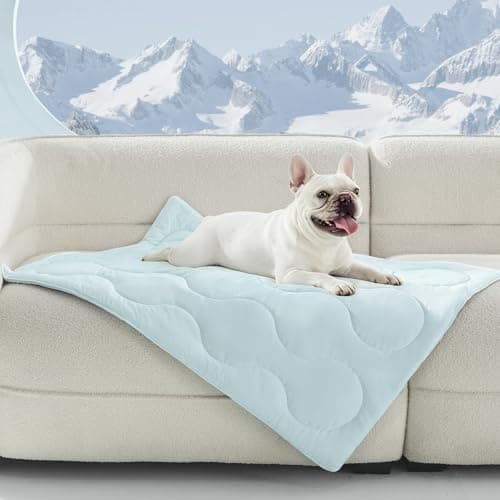 MIXJOY Cooling Blanket for Medium Dogs Breathable, Dual-Sided with Q-MAX>0.5, Lightweight Pet Cooling Throw Blanket Summer for Sofa & Dog Bed, Washable Soft Dog Cat Cold Mat Durable, Aqua Blue, 30x40 - Image 1
