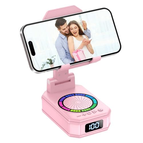 Gifts for Women, Phone Stand with Wireless Bluetooth Speaker and Anti-Slip Base, Gadgets for Anniversary Idea Gift, Phone Charger Stand with LED Lights, Kitchen Gadget Compatible with IOS Android - Image 1