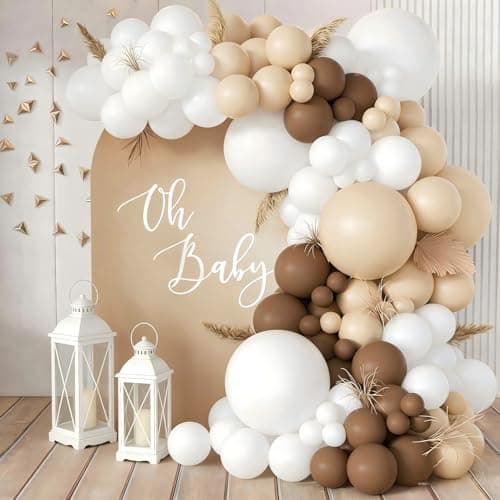 160Pcs Neutral Balloon Garland Arch Kit Brown Beige Nude Tan White Balloons for Neutral Bear Baby Shower Birthday Party Decorations - Image 1
