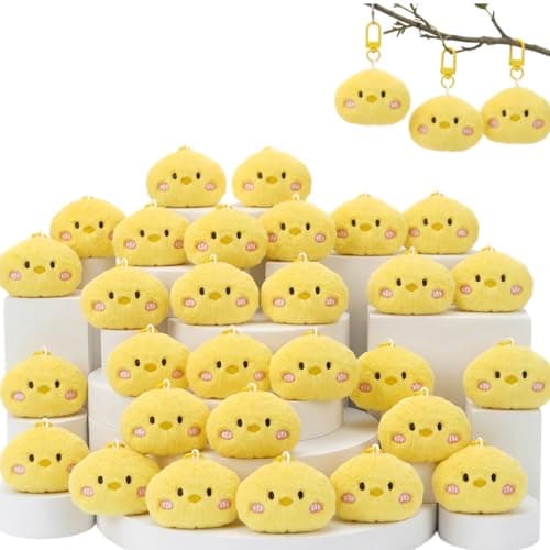 ZAOMENG 24 Pcs Cute Plush Chicken Keychains Stuffed Animals Keychain Party Favors Carnival Prizes,School Gifts,Goodie Bags Birthday Pinata Stuffers Classroom Prizes Treasure Box Backpack Charms - Image 1