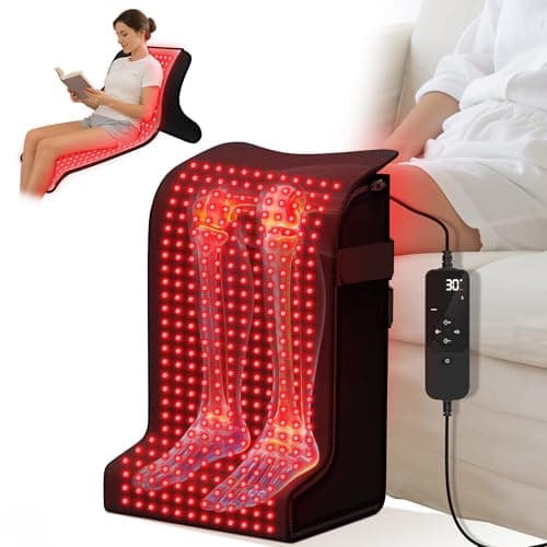 SUHZF Red Light Therapy for Feet, 480 LEDs with 660nm & 850nm, 5 Modes & 6 Timers, Infrared Light Heating Pad for Tired Legs, Ankles & Body, Ideal for Home/Office (15"x11.3"x24.5") - Image 1