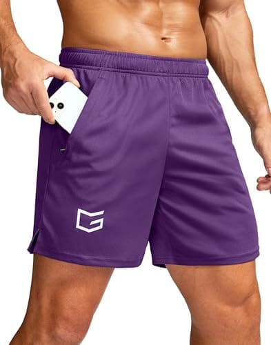 Men's 5" Workout Running Shorts Quick Dry Lightweight Gym Shorts with Zip Pockets(Purple,L5_XL) - Image 1