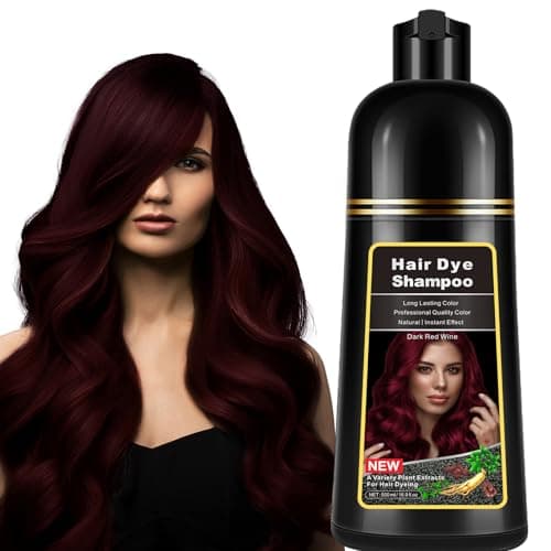 Dark Wine Red Hair Dye Shampoo 3 in 1 for Gray Hair,Instant Natural Hair Color Shampoo for Men & Women,Herbal Dark Burgundy Hair Shampoo ,Long-Lasting Root Touch-Up & Full Hair Dye 500ml (17.6 Fl Oz) - Image 1