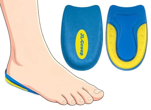 JL-Group Non-Shifting Kids Heel Cups for Sever's Disease Pain Relief, Durable Shock Absorbing Gel Inserts for Active Boys & Girls, Satys in Place for Cleats Sneakers (Blue - 1 Pair, Teen Size 7.5-9) - Image 1