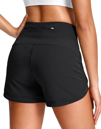 Soothfeel Women's Running Shorts High Waisted Quick-Dry 3 Inch Gym Workout Athletic Shorts for Women with Zipper Pocket(Black, XXL) - Image 1