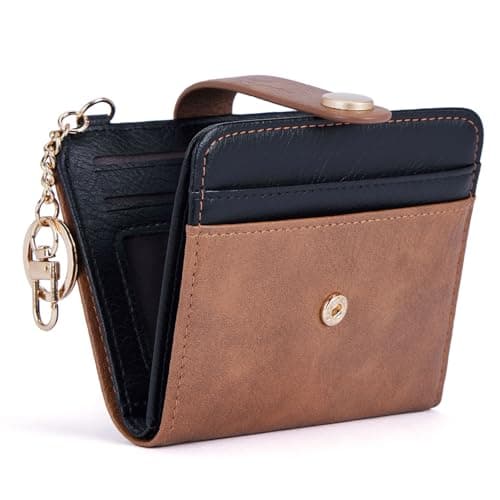 POIUGOYA Slim Wallet for Women,RFID Blocking Bifold Credit Card Holder with Zipper Coin Pocket,ID Window,Keychain - Image 1