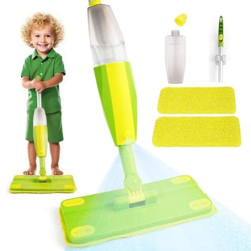 Lullulii Kids Spray Mop, Fun & Functional Toddler Mop Cleaning Set,Real Working Mini Mop, Pretend Play Toy –Includes Spray Bottle,Washable Microfiber Pads, Montessori Kids Cleaning Toy Set -Green - Image 1