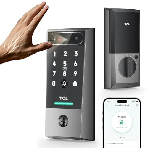 TCL Smart Lock D2 Pro, Palm Vein Keyless Entry Deadbolt, Wi-Fi Keypad Door Lock, Built-in Doorbell, 8-Month Battery, App & Voice Control, Works with Alexa & Google Home, Easy Install for Front Door - Image 1
