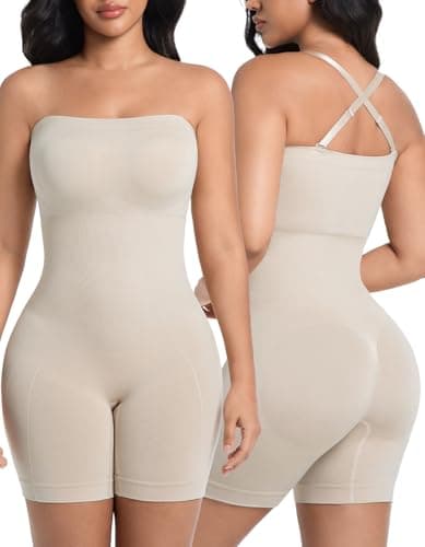 SIMIYA Shapewear Bodysuits Built in Bra, Tummy Control Strapless/strap Top for Women, Full Body Shaper Seamless Waist Trainer Nude - Image 1