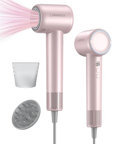 Hair Dryer,150000 RPM Ionic Blow Dryer with 500M Negative Ions, Lightweight Travel Hair Dryer with Magnetic Diffuser & Nozzle for Fast Drying, Low Noise Brushless Motor for Salon & Home Use,Pink - Image 1