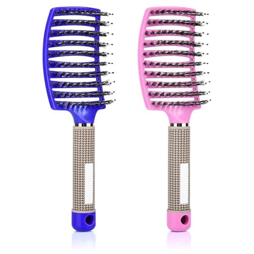 Hair Brush for Wet or Dry Hair, 2PCS Hairbrush Detangler Brush, Fast Drying Styling Massage Hairbrush for Men, Women and Kids (blue-pink)