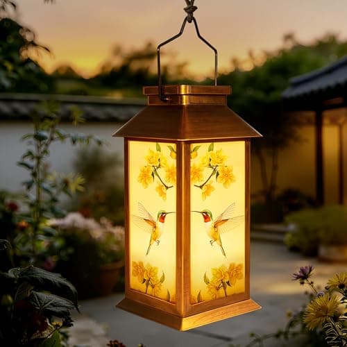 Guhope Birthday Gifts for Women Mom Grandma Men, Solar Lanterns Outdoor Waterproof, Hummingbird Hanging Garden Decor Outdoor Solar Lights for Garden Lawn Yard Patio Porch - Image 1