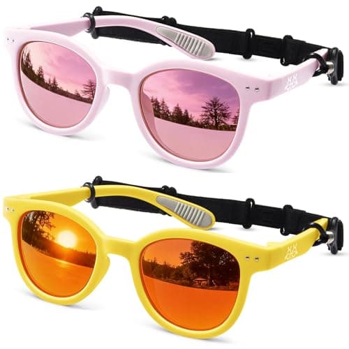 EYEBUDDY Kids Toddler Sunglasses Age 2-4/3-5 Boys Girls Polarized UV Protection Sun Glasses for Age 2-8 (Age 2-8/2-Pack, A9-Kids Sunglasses-Dazzling Pink & Yellow) - Image 1