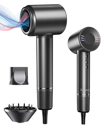 Bopcal Hair Dryer, Ionic Hair Dryer with Diffuser, 150,000 RPM Professional High-Speed Blow Dryer, 500M Negative Ions Fast Drying, Lightweight Low Noise for Curly & Straight Hair, Travel Friendly - Image 1