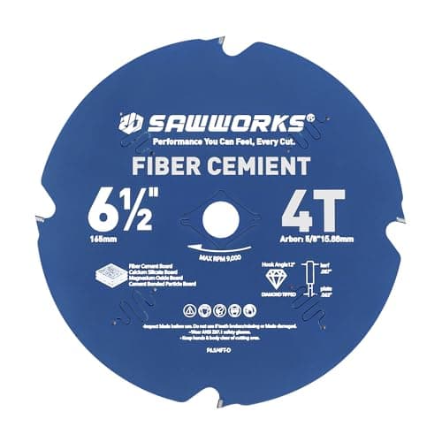 SawWorks 6-1/2 Inch 4T PCD Circular Saw Blade, Polycrystalline Diamond Tipped, Abrasive Material Cutting Saw Blade for Fiber Cement Board, Fireproof Board & Calcium Silicate Board, 5/8" Arbor - Image 1
