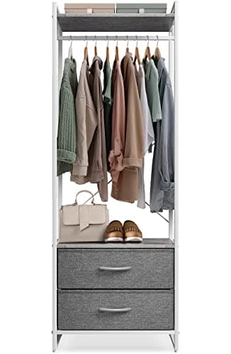 Sorbus Clothing Rack with Drawers - Clothes Stand Dresser - Wood Top, Steel Frame, & Fabric Drawers - Tall Closet Storage Organizer - Garment Rack for Hanging Shirts, Dresses, & Jackets - Image 1