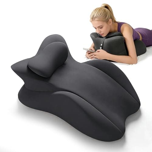 HOTKBO Memory Foam Wedge Pillow, Ergonomic Neck Back Lumbar Support Pillow for Reading, Relaxation & Sleeping, 27° Angled Cushion with Removable Washable Cover, Dark Gray