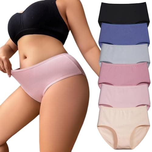 NESBRE Womens Briefs Cotton Underwear Multipacks High Waisted Full Coverage Women's Hipster Panties Ladies Cotton Briefs for Work, Yoga & Sleep 6-Pack - Image 1