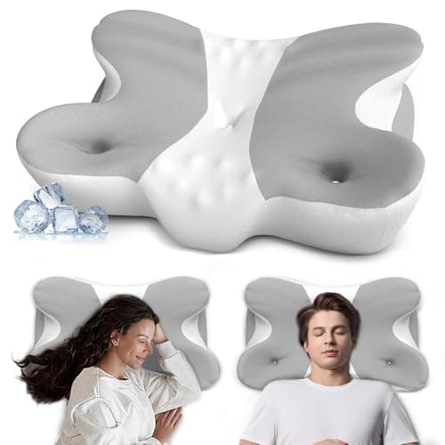 Mixiniso Cervical Neck Pillow, Side Sleeper Pillows, Cooling Ergonomic Neck Support Pillow for Neck Pain Relief, Orthopedic Contour Memory Foam Pillows for Side Back & Stomach Sleepers - Image 1