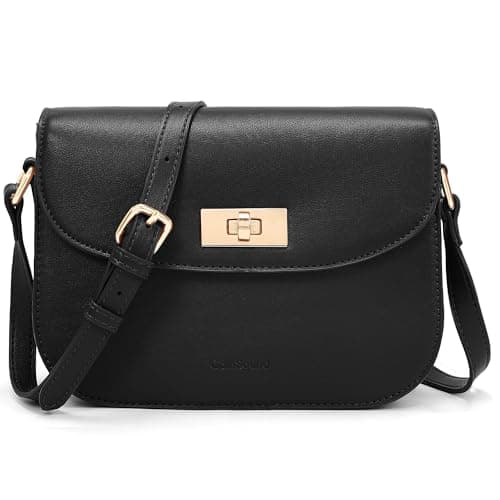 Goinsound Small Shoulder Bag for Women Vegan Leather Crossbody Bag Trendy Clutch Purse With Long Adjustable Strap, Black - Image 1