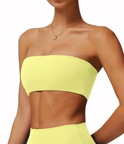 Comper Women's Strapless Bras Wireless Tube Top Comfortable Stretchy Padded Bandeau Bra Casual Bralette Everyday Bra Yellow - Image 1