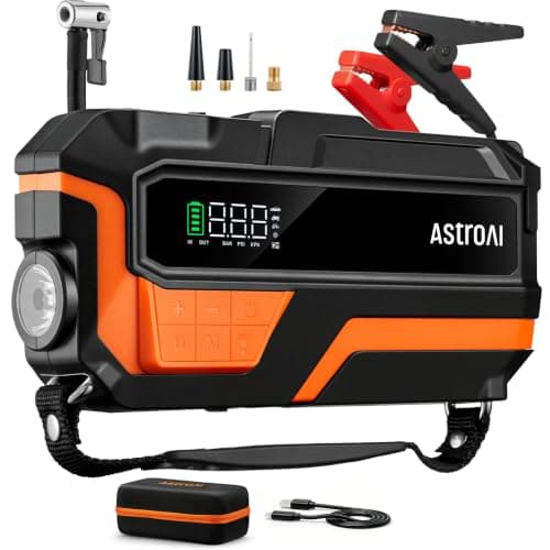 AstroAI M10 6000A 150PSI Car Jump Starter with Air Compressor - 12V Portable Battery Booster (All Gas/12.0L Diesel), Smart Tire Inflator, Heavy-Duty Jumper Cables, Power Bank, LED Light, Storage Case - Image 1