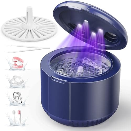 45kHz Ultrasonic Retainer Cleaner Machine, 200ML Dental Cleaning Pod for Dentures, Aligners, Invisalign, Mouth Guards, Night Guards, Jewelry, Toothbrush (Blue) - Image 1
