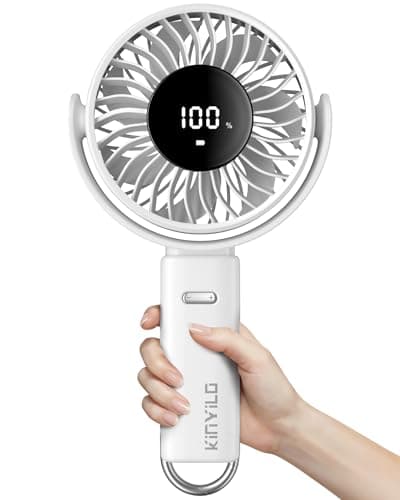 KinYiLO 6 Inch Large Handheld Fan, 6000mAh Portable Fan with 100 Speed Levels, Strong Airflow Personal Fan, 5-30 Hours Working Time, 135° Foldable Hand Fan for Travel Camping Outdoor Office (White) - Image 1